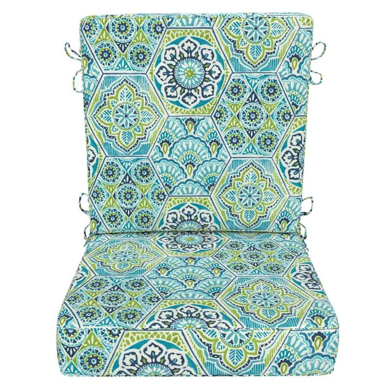 2-Piece Teal Calista Gusseted Outdoor Deep Seat Cushion Set 2 2-Piece Teal Calista Gusseted Outdoor Deep Seat Cushion Set - Image 2