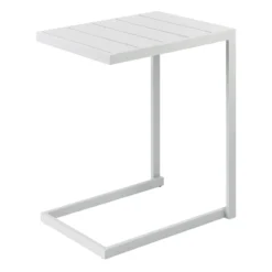 Crosby St Grammercy Outdoor Steel Slat C-Table, White