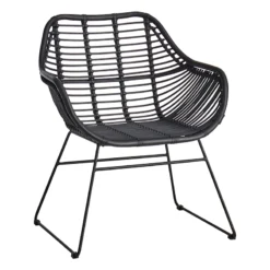 Found & Fable Wates All-Weather Wicker Outdoor Chair, Black