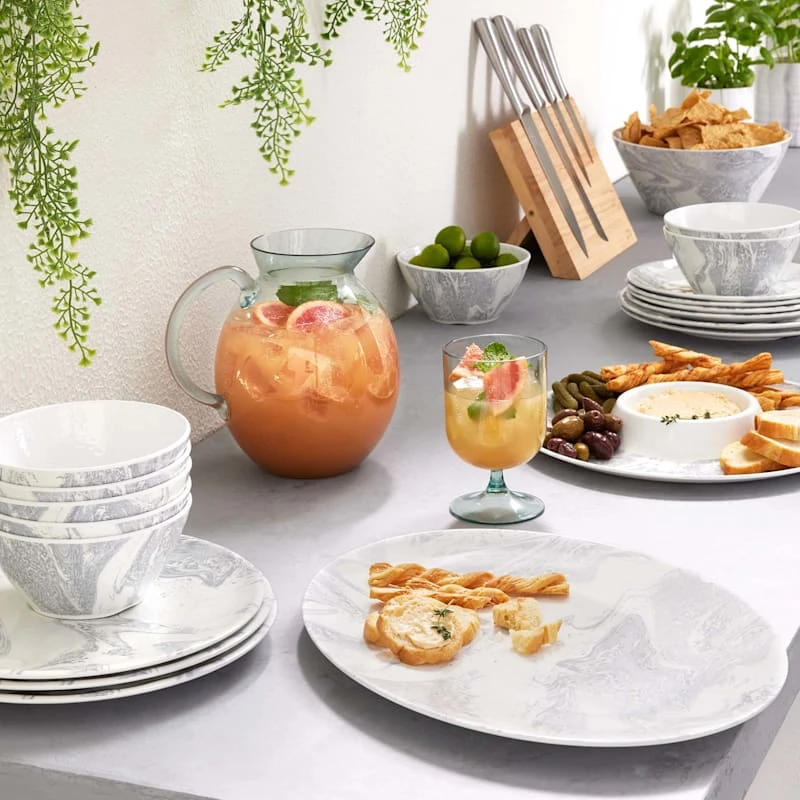 Laila Ali Marbled Melamine Oval Serving Tray 3 Laila Ali Marbled Melamine Oval Serving Tray - Image 3