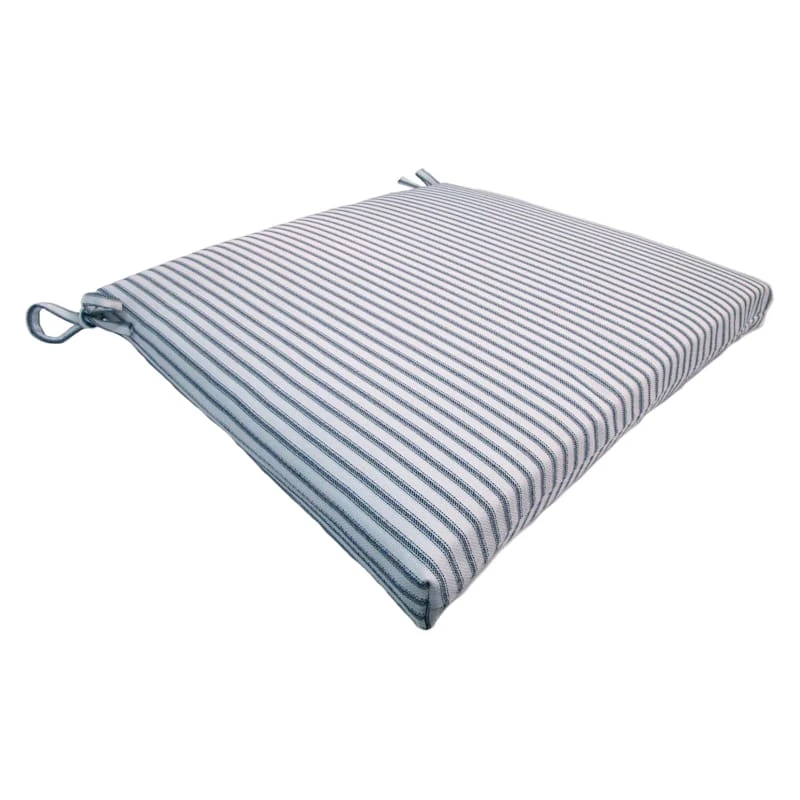 Navy Ticking Striped Outdoor Square Seat Cushion 1 Navy Ticking Striped Outdoor Square Seat Cushion