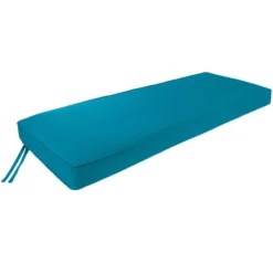 Turquoise Canvas Gusseted Outdoor Bench Cushion