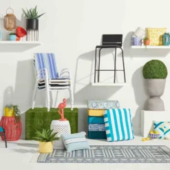 Turquoise Canvas Gusseted Outdoor Deep Seat Cushion -Olive Happy Store turquoise canvas gusseted outdoor deep seat cushion 3