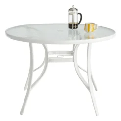 Olive Happy Store -Olive Happy Store white steel round table 42 1